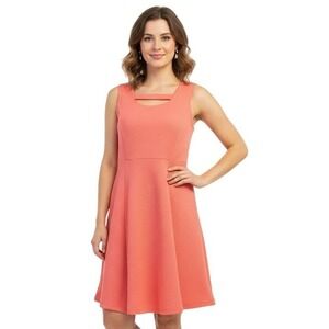 Studio One New York Dress XL Coral Sleeveless Cutout Textured Pullover Pockets